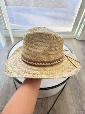 san diego hat company rush tan woven straw pinch crown cowboy western hat OSF